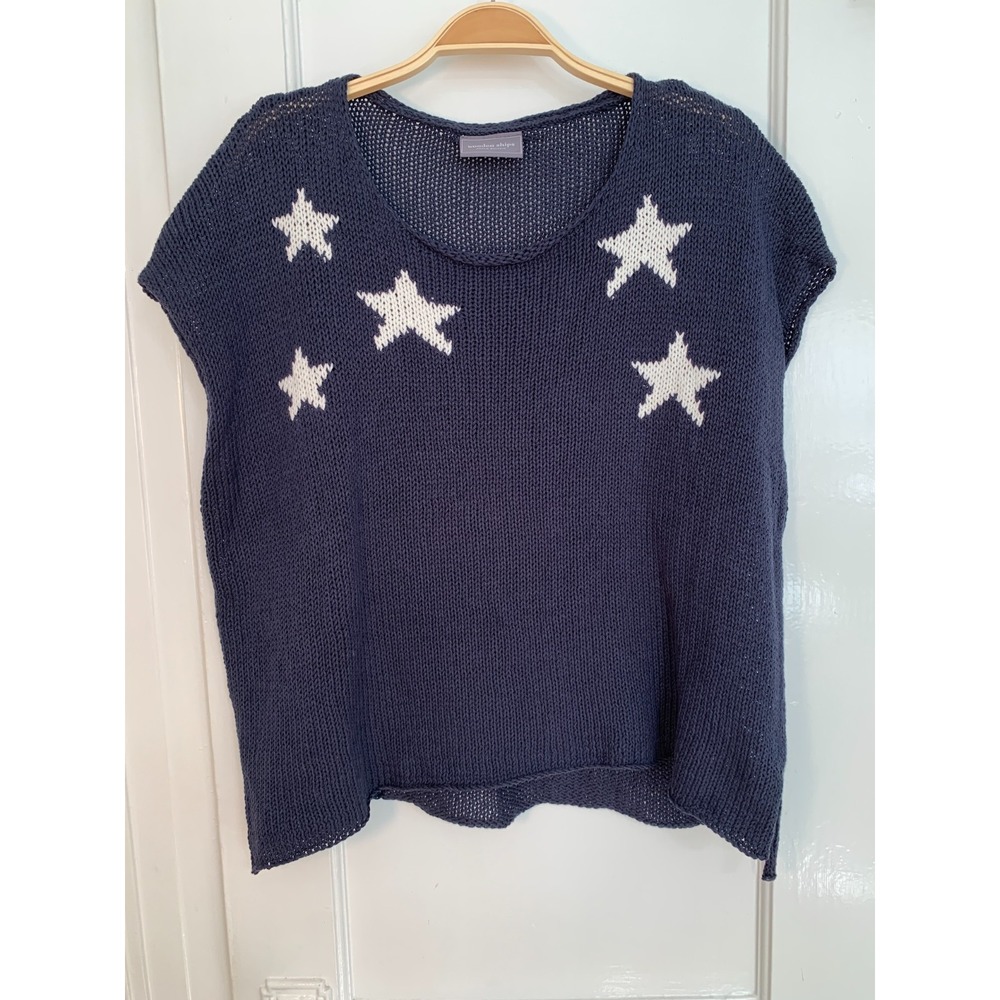 Wooden Ships Coastal Americana Kelly Tee Cotton Knit Scoop Neck Sweater M/L - Picture 2 of 12